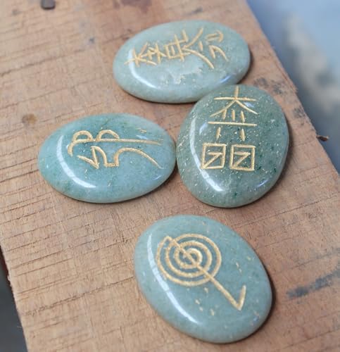 Jet Usui Reiki Healing Set Chakra Balancing Meditation Gemstone Spiritual Energized Positive (Green Aventurine)