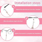 Larrel 2PCS Beaded Glasses Chain, Eyeglass Chain for Women, Fashion Sunglasses Neck Cord, Around Neck Eyeglass Chain-Cord, Acrylic Bead Eye-Glass Lanyard (White, Pink)