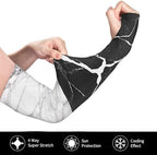 (Black White Marble) Cooling Arm Sleeves with Thumb Hole Outdoor Gardening Sun Sleeves for Men Women