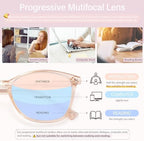 Madison Avenue Vintage TR90 Progressive Multifocus Reading Glasses for Women, Blue Light Multifocal Computer Readers