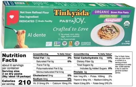 Tinkyada Organic Gluten-Free Brown Rice Pasta Variety Pack, 8 Pack – Elbow, Spaghetti, Lasagne & Penne – Certified Organic, Wheat-Free, Made from Brown Rice