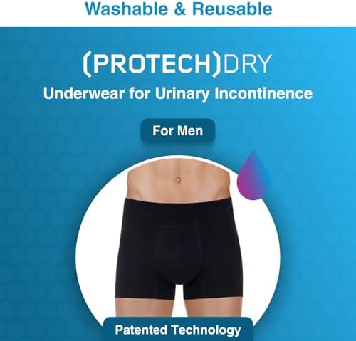 PROTECHDRY Washable & Reusable Urinary Incontinence Cotton Boxer Brief Underwear for Men - 5 Pack (Buy 4 Get 1 Free)