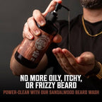 Viking Revolution Beard Wash & Beard Conditioner Set with Argan & Jojoba Oils - Softens and Strengthens - Natural Sandalwood Scent - Beard Shampoo with Beard Oil (17 oz)