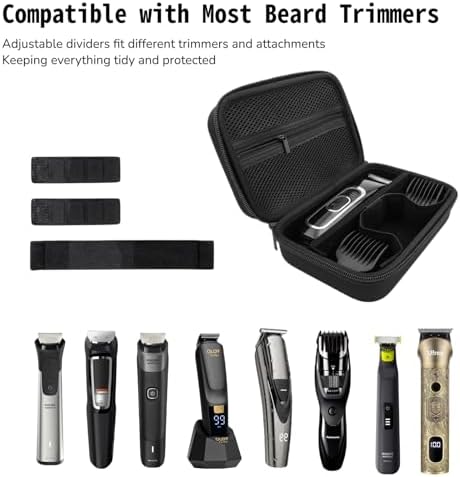 Beard Trimmers Case, Hair Clipper Shaving Hard Travel Case Compatible with Norelco Multigroom Series 9000/7000/5000/3000, OLOV, Ufree, Oneblade, Electric Body Shaver and Accessories -Black