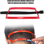 Dioche Men Neckline Shaving Template, Neck Hair Trimming Styling Red Hairline Shaping Tools for Trimming, Mustache, Neckline and Hairline Line-up