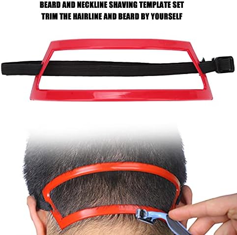 Dioche Men Neckline Shaving Template, Neck Hair Trimming Styling Red Hairline Shaping Tools for Trimming, Mustache, Neckline and Hairline Line-up