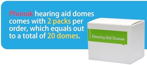Hearing Aid Domes for Phonak Replacements, Phonak Hearing Aid Domes 2 Packs (20 Domes), Universal Domes for Phonak Hearing Aid Accessories. (Power Dome, Medium, 11.5 mm, 0.45 inches)