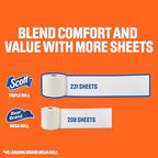 Scott ComfortPlus Toilet Paper, 36 Triple Rolls, 231 Sheets per Roll, Septic-Safe, 1-Ply Toilet Tissue
