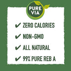 PURE VIA Stevia Sweetener Packets, Sugar Substitute, Natural Sweetener, No Erythritol, Zero Calorie Natural Sweetener Packets, 40 Count (Pack of 12)