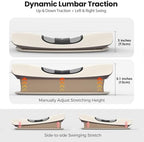 Lower Back Massager with Heat, Back Stretcher for Lower Back Pain Relief and Decompression, Spine-Smoothing Quadruple Fusion Back Massager, Lumbar Traction Device with Rocking Stretch & Height Adjust