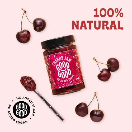 GOOD GOOD Cherry Jam - No Added Sugar - Low Calorie - Gluten Free and Vegan - Diabetic and Keto Friendly - 12oz / 330g (Pack of 1)