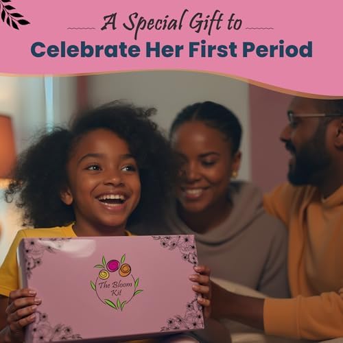 The Bloom First Period Kit for Girls 9-10-12-14 for School, Menstrual Starter Kit Gifts for Teens Girls Includes Sanitary Napkin Storage Bag, Pads, Wipes, Ebook, Period Tracker, Green (30-PC)
