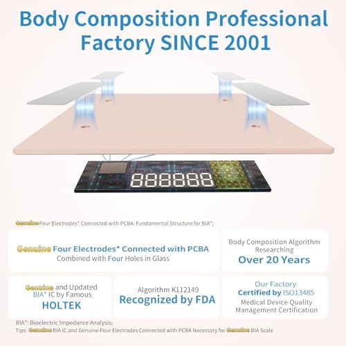 Homebuds Smart Bathroom Scale for Body Weight, High Precision Assured by Weight Scale Professional Factory Since 2001, App Sync 13 Body Composition with BMI and Body Fat, 400lb in 0.1lb, Rose Gold