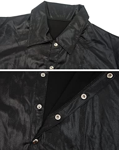 SEAUR Men's Shiny Patent Leather Jacket Casual Slim Fit Leather Muscle Tank Top T-Shirts Nightclub Party Clubwear