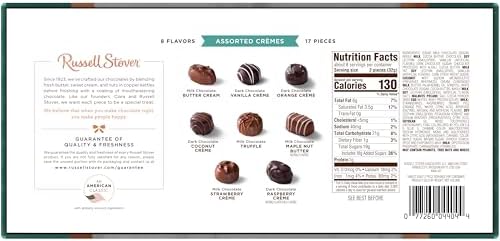 Russell Stover, Assorted Creams in Milk and Dark Chocolate, Chocolate Gift Box, 9.4 Ounce