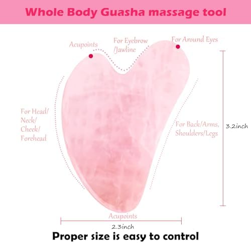2PCS Gua Sha Facial Tool, Natural Jade Stone Guasha Board for Jawline Sculpting and Puffiness Reducing, Scraping Massage Tool, Skin-Care Gift for Men Women