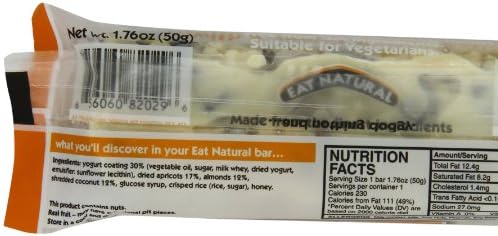 Eat Natural Almond & Apricot Bar with Yogurt Coating,1.76 Ounce Bar, 12-Count Box