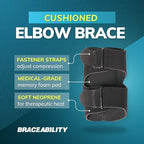 BraceAbility Bursitis Elbow Pad Brace | Compression Arm Sleeve Wrap with Padded Soft Support Cushion for Olecranon Joint Pain, Bursa Protection, Arthritis & Tendonitis Relief (S/M)
