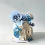 Boho Cake Toppers Blue Flower Cake Topper Artificial Rose hydrangea Cake Decorations for Women Girl Lady Birthday Party Wedding Baby Shower Boho Flower Theme Party Supplies (Style 2)