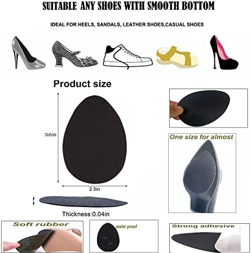 Non-Slip Shoes Pads Sole Protectors Adhesive, High Heels Anti-Slip Shoe Grips (Black 3pairs)