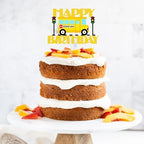 School Bus Happy Birthday Cake Topper,Ready to Rule the School Cake Topper,Back to School First Day Party Centerpiece,Child Boys Girls School Themed Party Supplies Gold Glitter