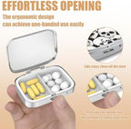 Pill Box-2 Compartment Small Pill Case Square Organizer Case with Mirror Portable Metal Medicine Box Travel Container for Pocket & Purse Women Men（Halloween Skull）