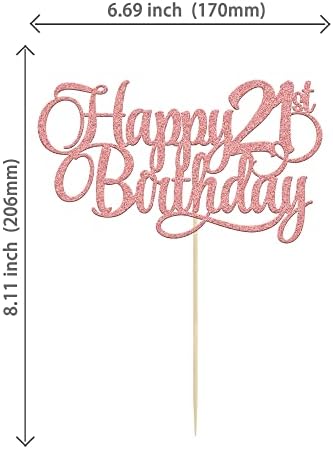 1 Pack Happy 21st Birthday Cake Topper Glitter Number 21 Twenty One Years Old Birthday Cake Pick Decoration for Celebrating 21st Birthday Anniversary Party Supplies Rose Gold