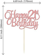1 Pack Happy 21st Birthday Cake Topper Glitter Number 21 Twenty One Years Old Birthday Cake Pick Decoration for Celebrating 21st Birthday Anniversary Party Supplies Rose Gold