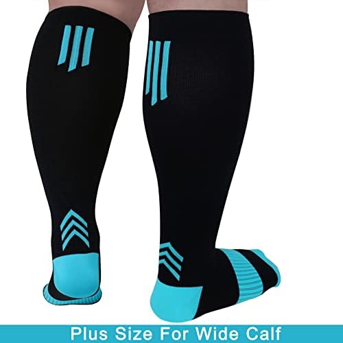 3 Pairs Plus size compression socks wide calf women men knee high 20-30 mmhg circulation for swelling 2xl 3xl 4xl 5xl