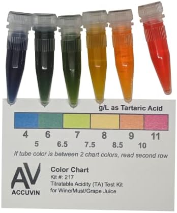 Wine/Must/Grape Juice Titratable Acidity Test Kit, 4.0-11.0 g/L Tartaric Acid [10 Tests]
