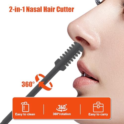 5PCS 2-in-1 Nasal Hair Cutter, 2026 Upgrade Double-Sided Nose Hair Trimmer, Manual Nose Trimmer Portable for Women and Men, Gray