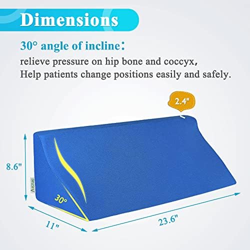Wedge Pillow for Bed Sores Positioning Elderly Medical Bolsters Incline Foam Body Positioners Wedge Back Support Pillows After Surgery Pregnancy Side Sleeping Prevent Back Pain (23.62 Inch)