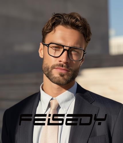 FEISEDY Retro Aviator Reading Glasses Square Readers with Spring Hinge Blue Light Reading Glass for Women Men B0068
