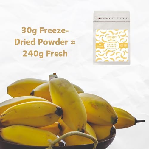 Nat Flav Freeze-Dried Banana Powder | 10.5oz 300g | 100% Natural Fruit | No Sugar & Additives | Non-GMO & Vegan Friendly | Flavoring Powder | Freeze Dried Backpacking & Camping Food | Make of Fresh fruit