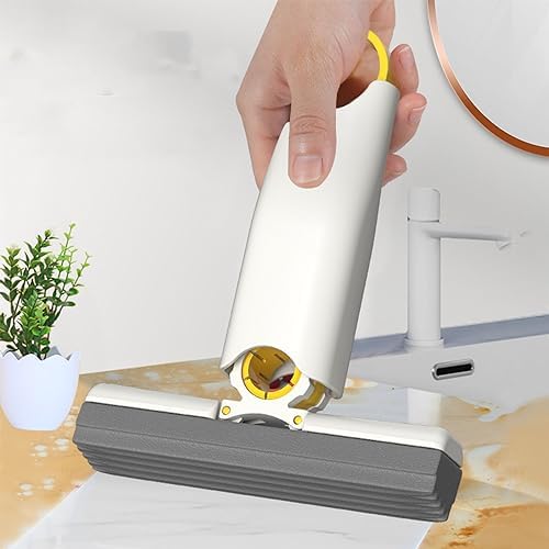 Portable Mini Cleaning Mop, Mini Sponge Mop Self-Squeeze Short Wet and Dry Use Cleaning System for Bathroom Desktop Glass