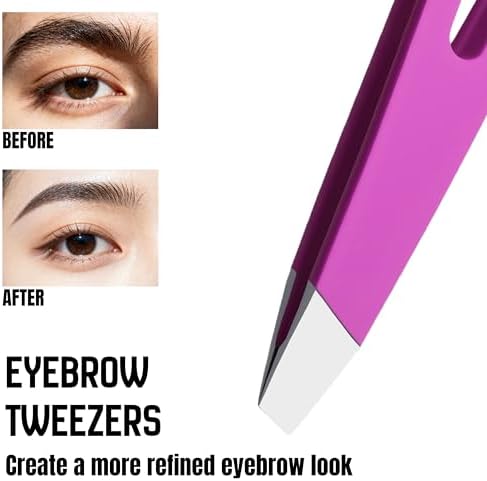 Elegant Women's Facial Tweezers, Stylish Stainless Steel Tweezers – for Eyebrow Shaping, Hair Removal & Precision Grooming, Essential Makeup Tool【Fuchsia】
