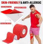 5 Rolls Kinesiology Tape, 2 inch x 16.4 Feet Waterproof Athletic Tape, Uncut Kinetic Tape, Muscle Tape, Sports Tape, Knee Tape for Exercise and Daily Use - Red