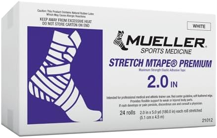 Mueller Stretch M-Tape Premium, 2'' x 5yd, Pack of 24, White