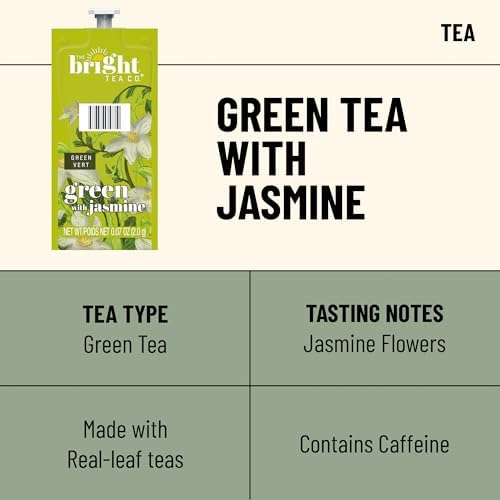 Flavia Bright Tea Co. Green Tea With Jasmine Freshpacks works only with Flavia Brewers (Case of 40)