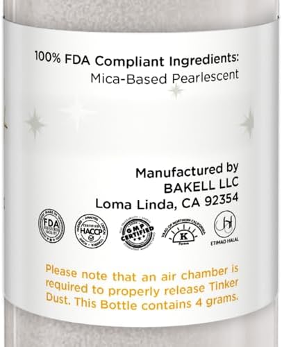 Bakell - White Tinker Dust (4g, 1x Mini Spray Pump) Edible Glitter for Food, Desserts, and Beverages!