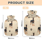 Doberman Pinscher Dog Hot Water Bottles with Soft Velvet Cover Hot Water Bag for Foot Bed Warmer Pain Relief Medium