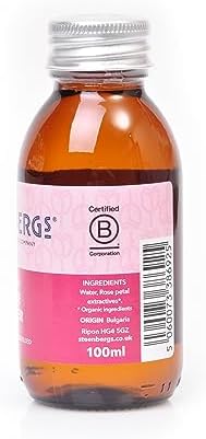 Steenbergs Organic Rose Water 100ml Glass Bottle