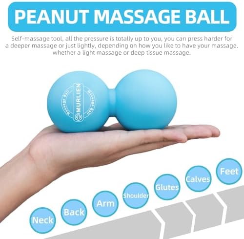 Peanut Massage Ball, Double Lacrosse Ball for Myofascial Release, Trigger Point Therapy, Muscle Relief, Acupoint Massage, Alleviating Neck, Shoulder, Back, Legs, or Muscle Tension - Blue