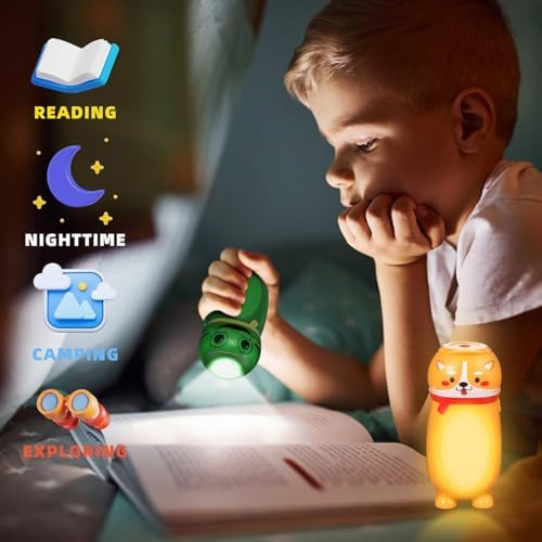 8 Pack Small Mini LED Flashlights for Kids Cute Animal AAA Flashlight Bulk- 2 in 1 Lantern Flashlight - Christmas Gift Stocking Stuffers for Camping for Girls Boys Toddlers Halloween Gifts
