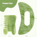 airogym Jade Stone Gua Sha Massage Tool Set Larger Guasha Board with Handle, Jade Stone Guasha Scalp Comb, Muscle Scraping Massage Tools