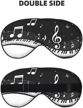 Piano Keys with Musical Notes Print Double Side Sleep Eye Mask, Adjustable Night Eye Cover for Women Men