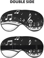 Piano Keys with Musical Notes Print Double Side Sleep Eye Mask, Adjustable Night Eye Cover for Women Men
