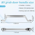 2 Pcs RV Grab Door Handle 304 Stainless Steel Entry Door Assist Handle Heavy Duty Metal Grab Bars Grab Pull Handles Entry Door Assist Bar for RV, Trailer, Camper, Cargo Trailer, Boat