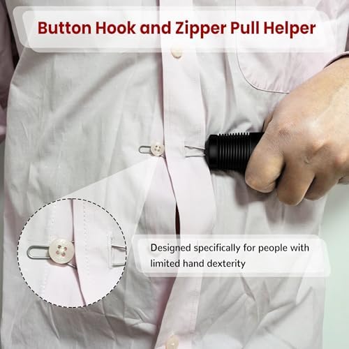 Button Hook with Zipper Pull, Button Assist Tool, Button Hook for Seniors, Disabled, Limited Hand Mobility, One Handed Button Helper Tool, Gifts for People with Disabilities, Easy to Use