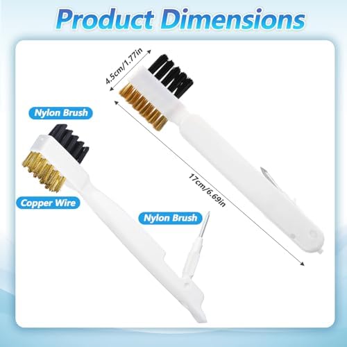 2PCS Range Top Brush Cleaner, Deep Gas Stove Brass Wire Brushes, Multi-purpose Kitchen Cleaning Scrub Brush, 4-in-1 Scrub Brush with Nylon Bristles Cooktop Scraper